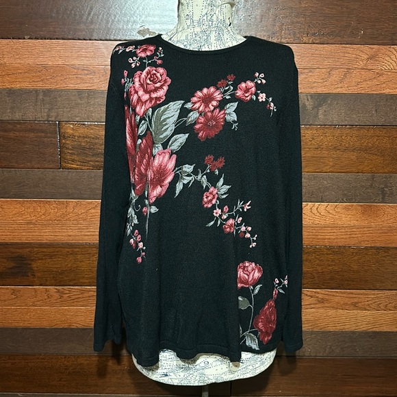 Fashion Bug Sweaters - Fashion Bug Black Floral Sweater